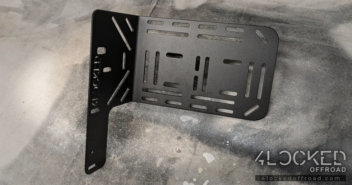Heavy-duty 11ga ARB air compressor bracket for 3rd Gen 4Runner and 1st Gen Tacoma — top view, powder coated black